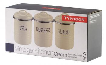 Zestaw 3 pojemnikw na kaw, herbat oraz cukier, kremowy - Typhoon