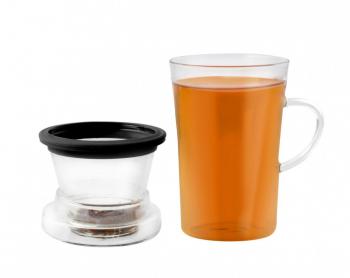 Szklanka z zaparzaczem do herbaty, czarny otok (300 ml) - Amo - Vialli Design 