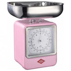 Waga kuchenna z zegarem, różowa - Wesco 