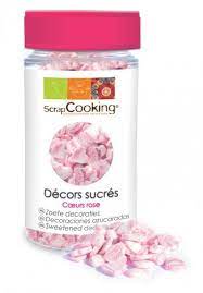 Posypka cukrowa do ciast i deserów, różowo-białe serca (50 g) - ScrapCooking