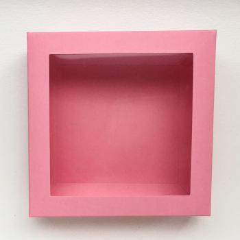 Pudełko z okienkiem na ciasteczka i pierniki, różowe (12 x 12 x 3 cm) - AleDobre.pl
