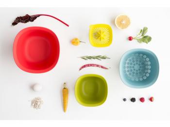 Miski kuchenne, wyciskacz do cytrusów, durszlak - zestaw (4 sztuki) - Tasty Colors - Brabantia 