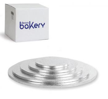 Podkad okrgy metaliczny pod tort, ciasto (rednica: 28 cm, wysoko: 1,2 cm), srebrny - Bakery - Decora
