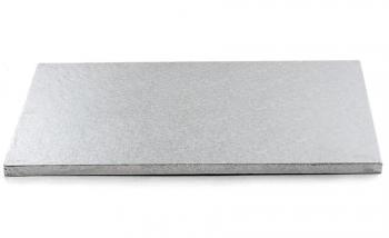 Podkład prostokątny metaliczny pod tort, ciasto (40 x 60 cm wysokość: 1,2 cm), srebrny - Bakery - Decora