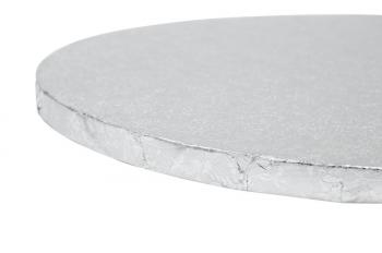 Podkład okrągły metaliczny pod tort, ciasto (25 cm), srebrny  - Modecor