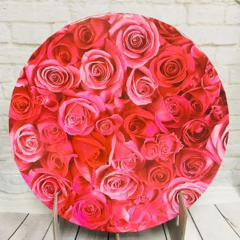 Podkład okrągły pod tort, ciasto (średnica: 30 cm, grubość: 1 cm), wzór Róże - Podkłady Cukiernicze Julita