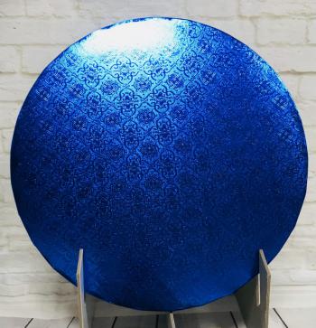 Podkład okrągły pod tort, ciasto (średnica: 30 cm, grubość: 1 cm), niebieski metalik - Podkłady Cukiernicze Julita