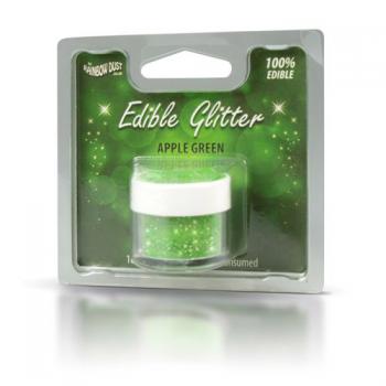 Brokat jadalny do dekoracji zielony, Apple Green - Edible Glitter - Rainbow Dust