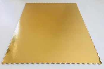 Podkład prostokątny karbowany pod ciasto, tort  (30 x 40 cm), złoto - złoty- AleDobre.pl