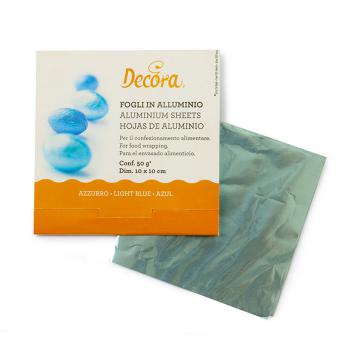 Papierki foliowe do cukierków i pralinek jasno niebieskie (150 szt. w opakowaniu) - Decora