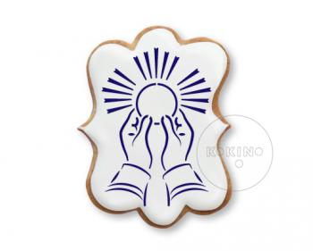 Szablon na ciastko, dłonie kapłana z hostią - promienie - Kokino
