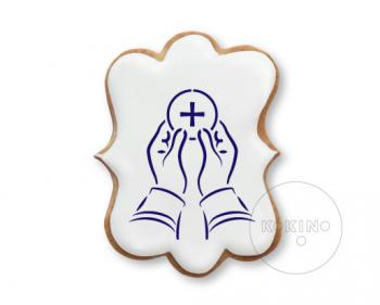 Szablon na ciastko, dłonie kapłana z hostią - krzyż - Kokino