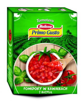 Pomidory w kawałkach z bazylią (390 g) - Primo Gusto