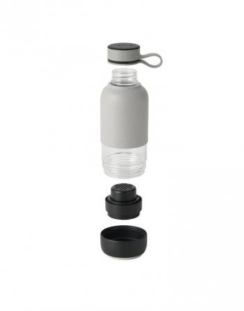 Butelka szklana na wod z filtrem (poj.: 0,6 l), szara - To Go - Lekue