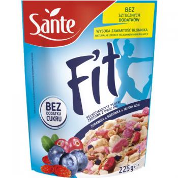 Płatki śniadaniowe Fit z żurawiną i borówką goji (225 g) - Sante

