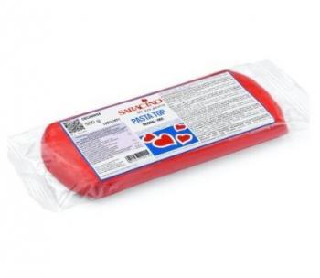 Lukier plastyczny, fondant, masa plastyczna, kolor czerwony (0,5 kg) - TOP - Saracino