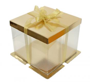 Eleganckie pudełko, złote (30 x 30 x 25 cm ) na tort piętrowy - AleDobre.pl