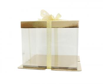Eleganckie pudełko, złote (30 x 30 x 25 cm ) na tort piętrowy - AleDobre.pl
