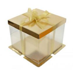Eleganckie pudełko, złote (30 x 30 x 25 cm ) na tort pi...