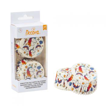 Papilotki do muffinw w kolorze biaym z motywem magicznego jednoroca (36 szt. w opakowaniu) - Decora