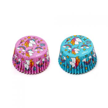 Papilotki do muffinów w kolorach niebieskim i różowym z motywem magicznego jednorożca (36 szt. w opakowaniu) - Decora