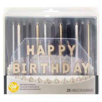 wieczki urodzinowe na tort, metaliczne (25 szt. w opakowaniu) - 2811-0-0034 - Wilton - OTSW