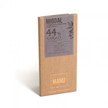 Czekolada mleczna Manu, 44% kakao, migda i sl morska (60 g) - Manufaktura Czekolady