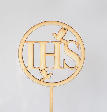 Topper ze sklejki IHS z gobkami w okrgu (rednica 12 cm) - Mill Art
