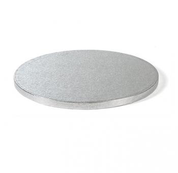 Podkład okrągły metaliczny pod tort, ciasto (średnica: 36 cm, wysokość: 1,2 cm), srebrny - Decora - OTSW