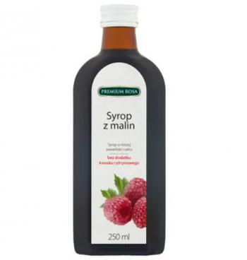 Syrop malinowy o obniżonej zawartości cukru (250 ml) - Premium Rosa