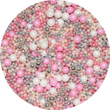 Posypka cukrowa różowe, srebrne, perłowe perełki (50 g) - AleDobre.pl