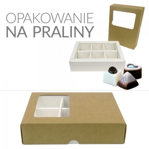 Pudełko na trufle i czekoladki z okienkiem, eko (13 x 10 cm) - AleDobre.pl