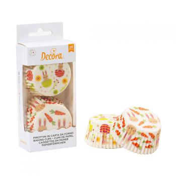 Papilotki do muffinów w kolorze białym z motywem wielkanocnego zajączka (36 szt. w opakowaniu) - Decora