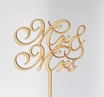 Topper ze sklejki napis Mr & Mrs (12 cm) - Mill Art