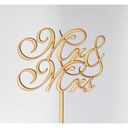 Topper ze sklejki napis Mr & Mrs (12 cm) - Mill Art
