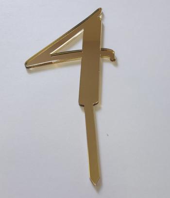 Topper z plexi cyfra 4, zoty (wysoko: 10 cm)  - Mill Art
