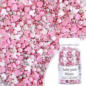 Posypka cukrowa rowa Pearls Baby Pink Minnie (70 g) - SweetDecor
