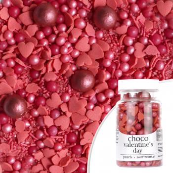 Posypka cukrowa czerwona Pearls Choco Valentines Day (70 g) - SweetDecor