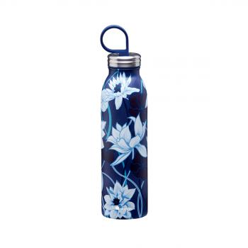 Butelka termiczna stalowa Lotus (poj.: 0,55 l), niebieska z motywem kwiatw lotosu - Naito - Aladdin