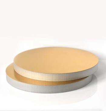Podkład okrągły pod tort, ciasto (średnica: 26 cm, grubość: 2 cm), z podkładem złotym do kontaktu z żywnością - Styrodur - Mill Art