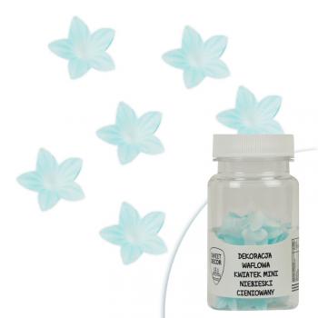 Dekoracja waflowa, kwiatuszki niebieskie cieniowane (40 szt.) - SweetDecor