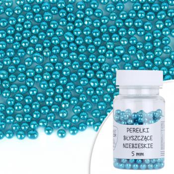 Posypka cukrowa błyszczące perełki niebieskie 5 mm (40 g) - SweetDecor