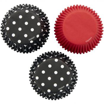 Papilotki do muffinów czarne w białe kropki (57 szt. w opakowaniu) - 05-0-0111 - Wilton
