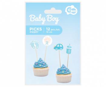 Pikery Baby Boy, jasnoniebieskie,10 cm (12 szt.) - Godan