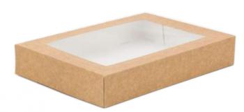 Pudełko na faworki, ciasta i ciastka z okienkiem (19 x 13 x 5 cm) ecru - AleDobre.pl