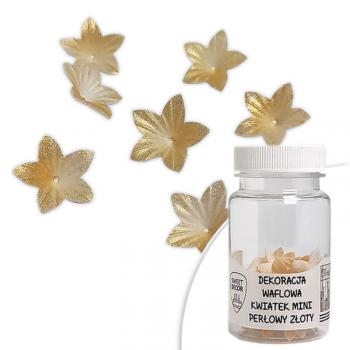 Dekoracja waflowa, kwiatuszki perowe zote (30 szt.) - SweetDecor