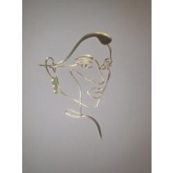 Ozdoba na tort twarz kobiety, złota (12 cm) - Mill Art