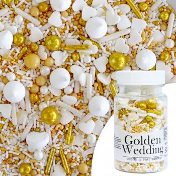Posypka cukrowa zoto biaa Pearls Golden Wedding (70 g) - SweetDecor
