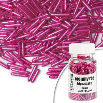 Posypka cukrowa makaroniki błyszczące, różowe ciemne (40 g) - SweetDecor