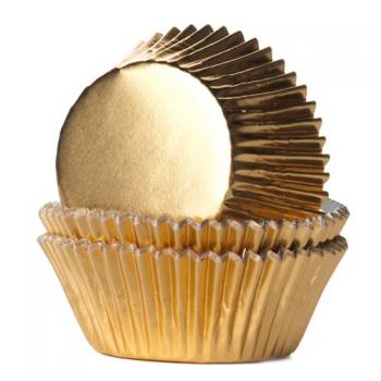 Papilotki do muffinów metaliczne złote (24 szt. w opakowaniu) - House of Marie